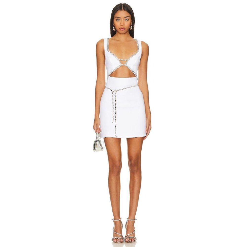Majorelle Matteson Mini Dress in White XSmall New Womens Crystal Cocktail